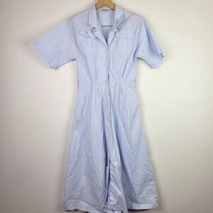 Vintage blue cotton short sleeve dress